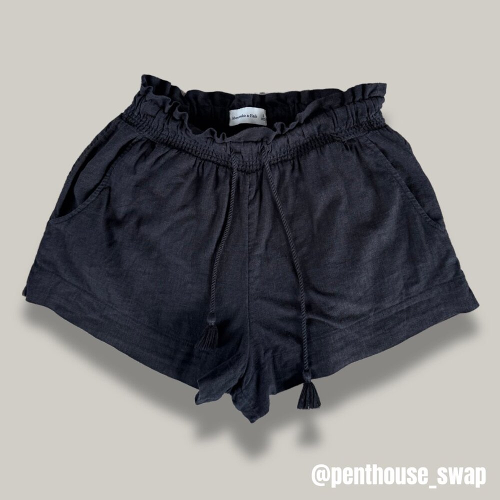 Abercrombie & Fitch Black Linen Shorts, Size S